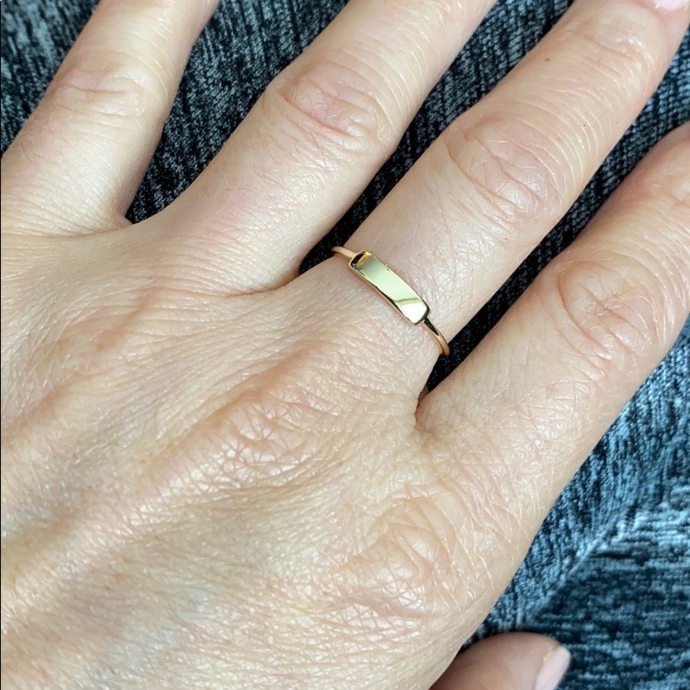 14K Solid Yellow Gold ID Bar Ring